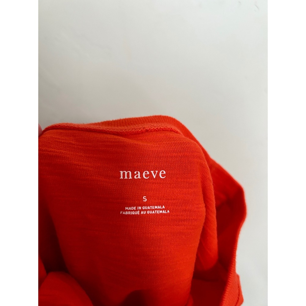 Maeve Anthropologie Orange Red Slub Knit Crop Top Crew Neck Short Sleeve Small - Picture 5 of 6